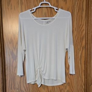 Cream Long Sleeve Women's Knotted Top Size XL